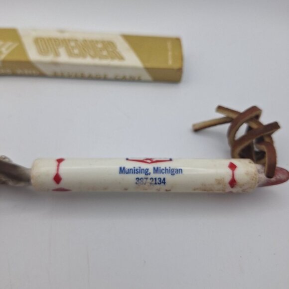 Mobil Ward Oil Munising Michigan 2 Way Bottle Opener Vintage USA Can Cap Metal - Picture 3 of 9